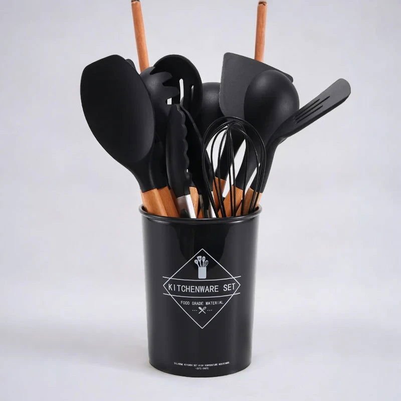 12pcs Silicone Kitchenware Cooking Utensils Set - Heat Resistant - Non-Stick (Random Color)