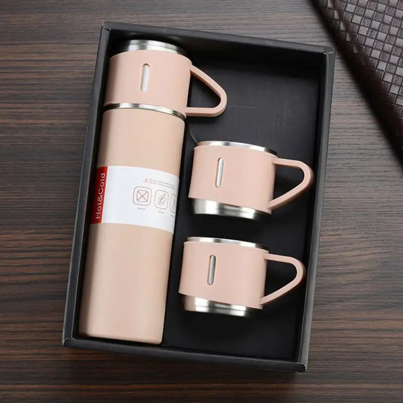 Hot Selling Stainless Steel, Vacuum Flask Set 500ml Double Wall Thermos Set Vacuum Flask Gift Set With Double Lids/